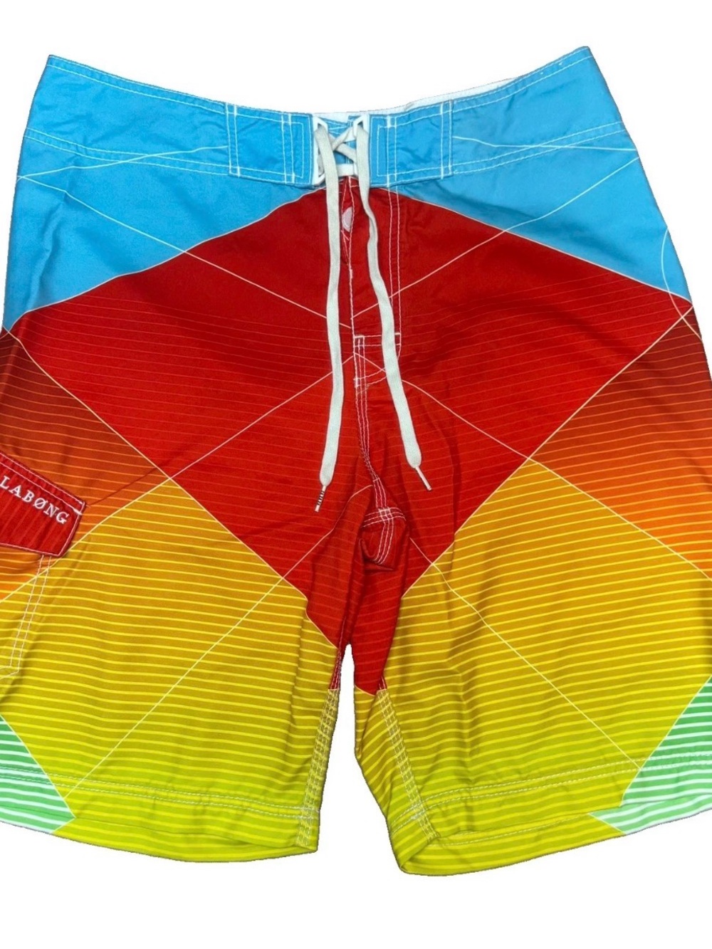Billabong Men’s Multicolor Geo-Print Swim Shorts - Blue/Red/Yellow 34